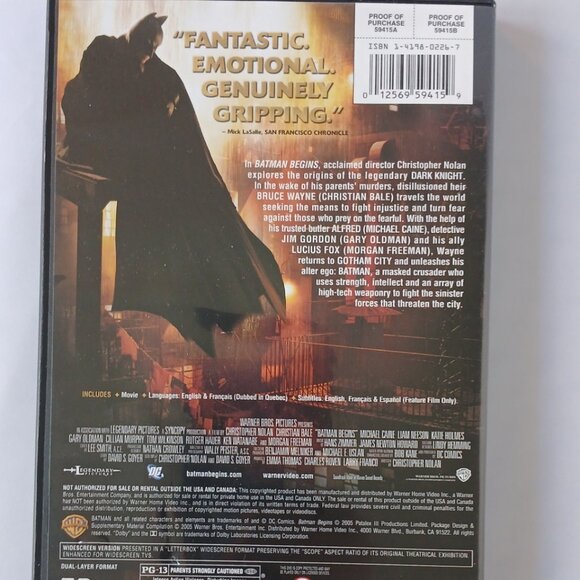 1/$7… 2/$12… 3/$15… 5/$20 🎥 DVD Movies, films, películas ✨Batman Begins - Picture 3 of 3